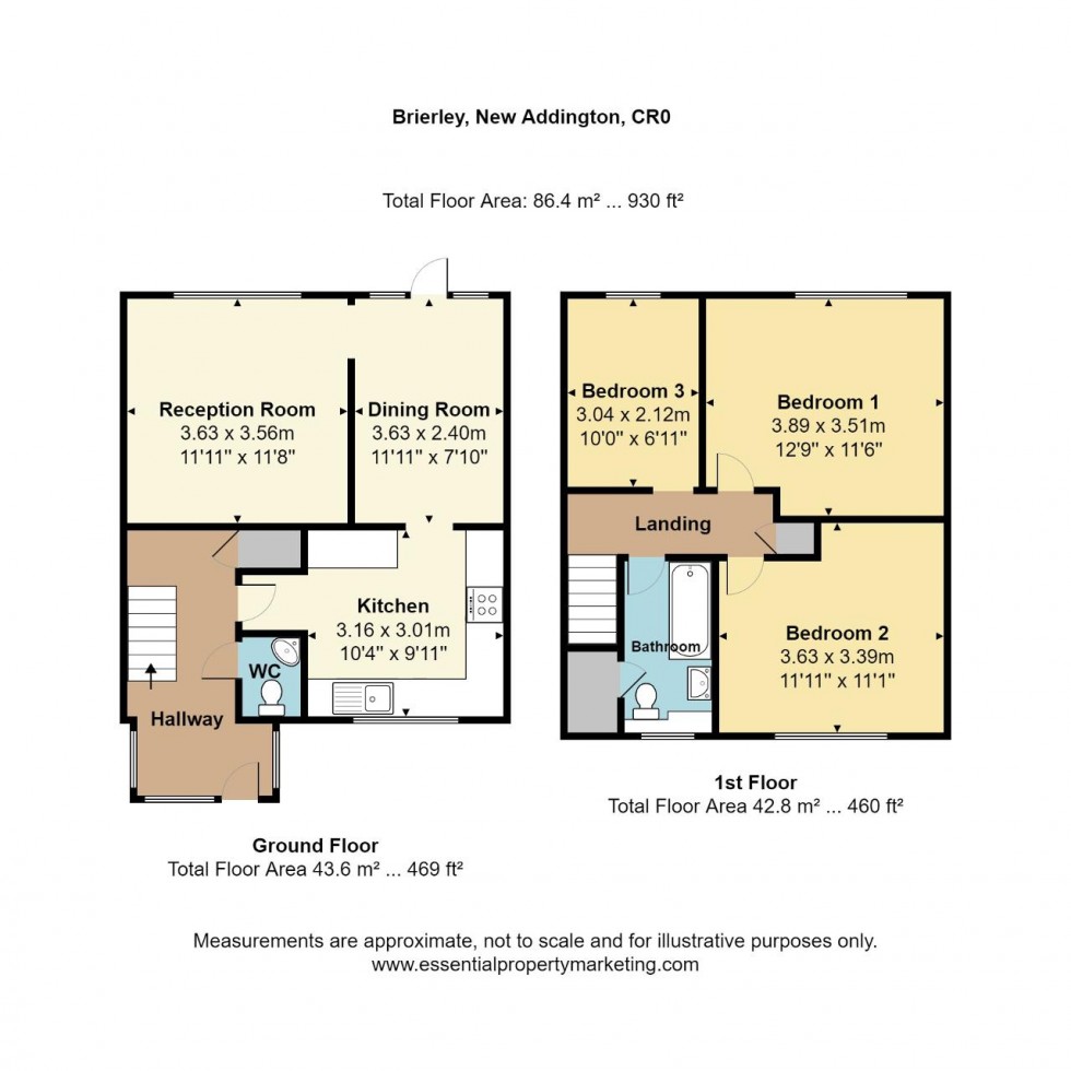 Floorplan for Field Way, New Addington