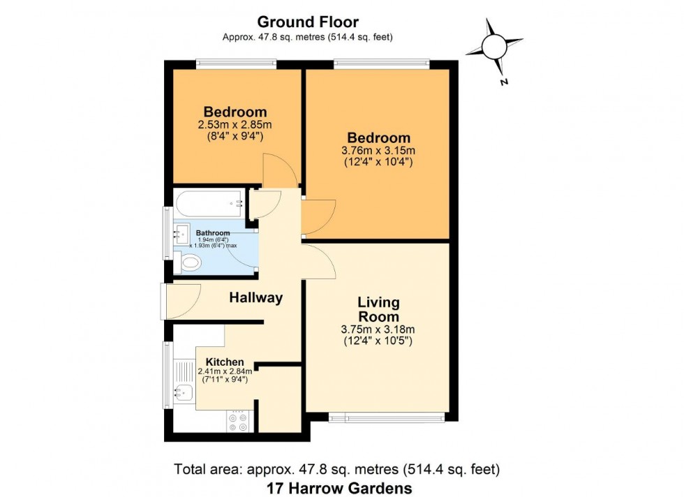 Floorplan for Harrow Gardens, Warlingham